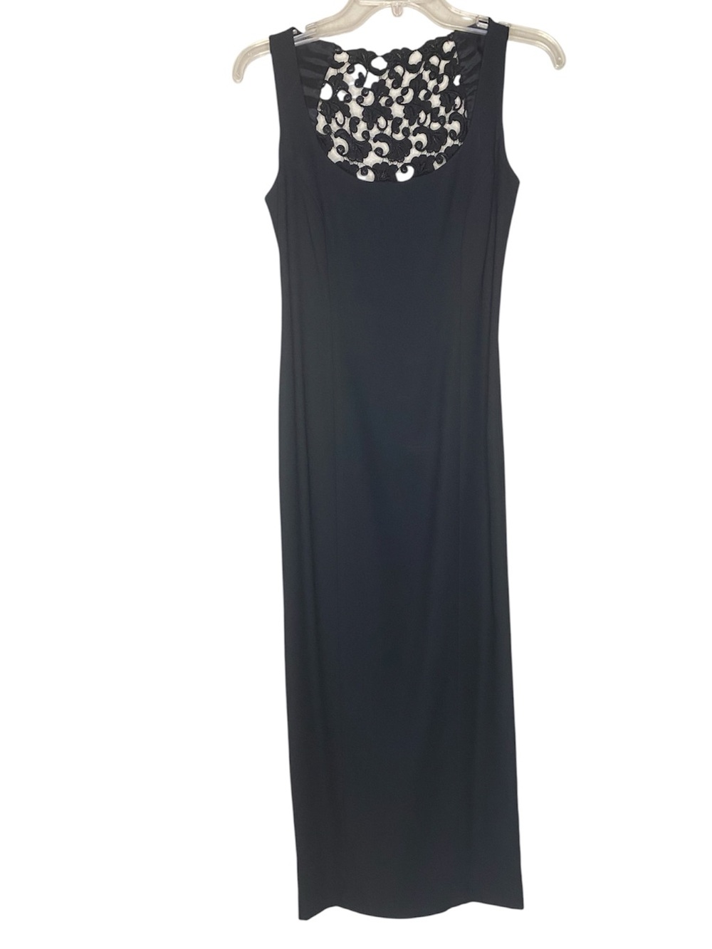 Laundry by Shelli Segal Black Gown Formal Maxi Dress Crochet Lace Black- Size 2